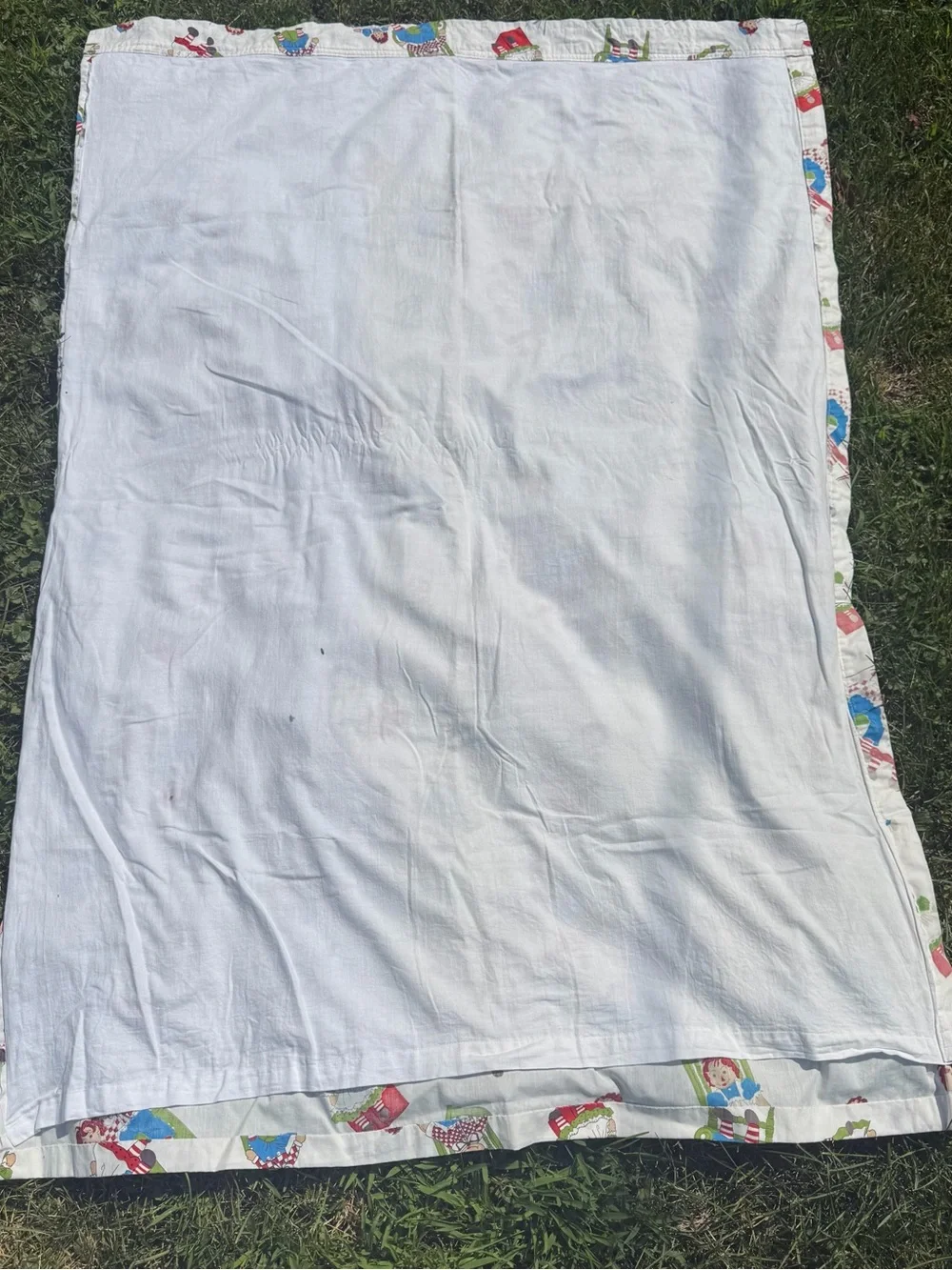 Raggedy Ann & Andy Print Cotton curtain - White with Red, Blue & Green